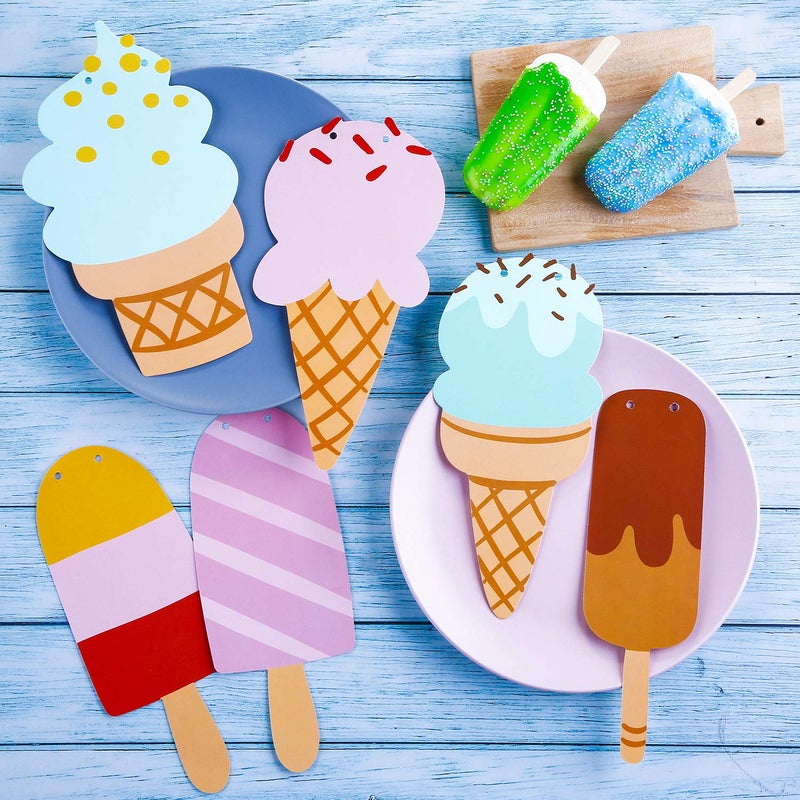 Leinuosen 2 Pack Ice Cream Bar Banner Garland Birthday Party Decorations for Ice Cream Theme Party Baby Shower Wedding Photo Prop Decorations - Image 5